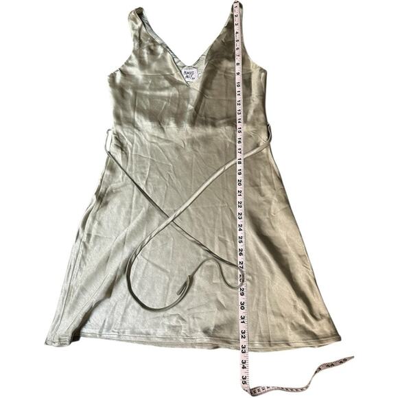 PRINCESS POLLY Norma Satin Mini Dress Green Slip V Neck Tie Waist Size 4 Small - Picture 6 of 6
